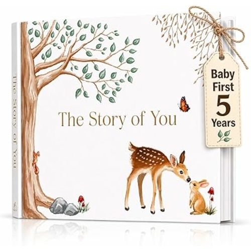 Baby Memory Book for Boy or Girl - First 5 Year Keepsake Album from Pregnancy to Age Five - Baby Book to Record Baby's Milestones and Photos - 1st Gender Neutral Photo Books for Newborn Babies