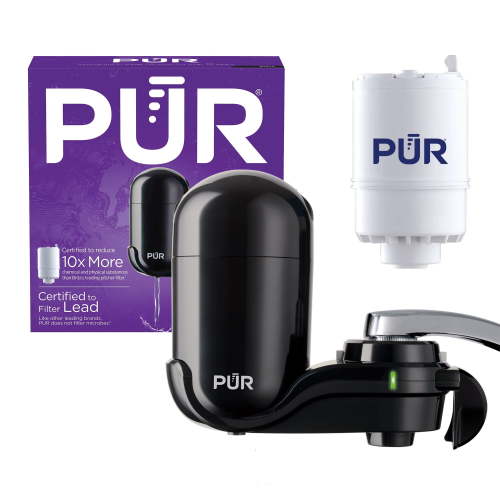 PUR Faucet Mount Water Filtration System, Water Filter for Sink Faucets, FM2000B, Black