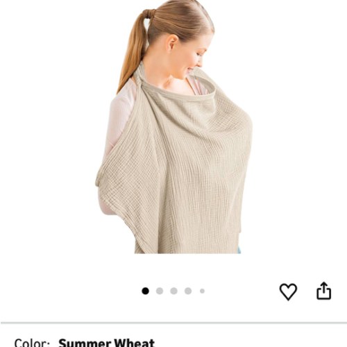 Konssy Muslin Nursing Cover for Baby Breastfeeding, Breathable 100% Cotton Breastfeeding Cover with Rigid Hoop for Mother Nursing Apron, Multi-use Carseat Canopy (Summer Wheat)