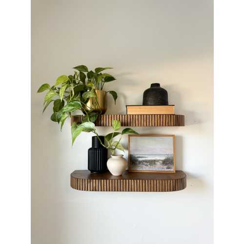 Custom rounded fluted floating shelf