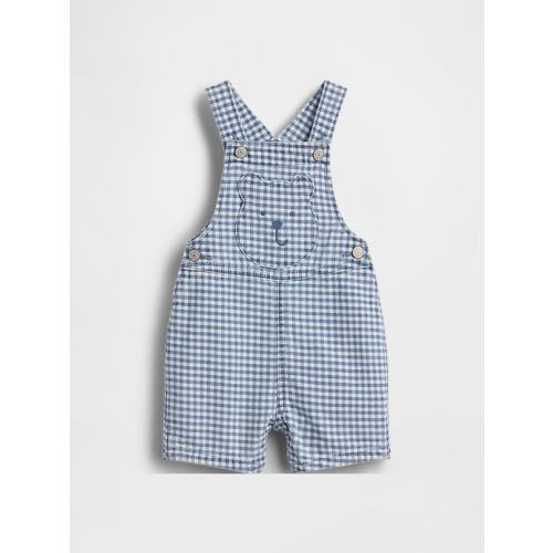 Baby Gingham Denim Bear Pocket Shortalls