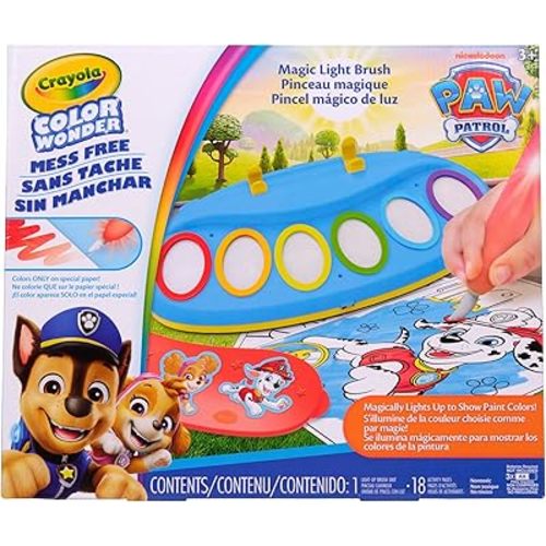 Crayola PAW Patrol Color Wonder Magic Light Brush – Mess Free Painting Kit for Kids with Lightup Brush, Gift for Toddlers, Preschool Art Activities, Ages 3+