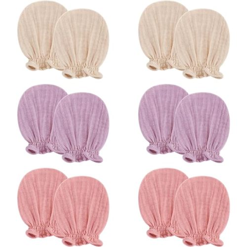 Pro Goleem Muslin Baby Mittens for Newborn, 100% Cotton No Scratch Soft Breathable Gloves for Boys and Girls 0-6 months