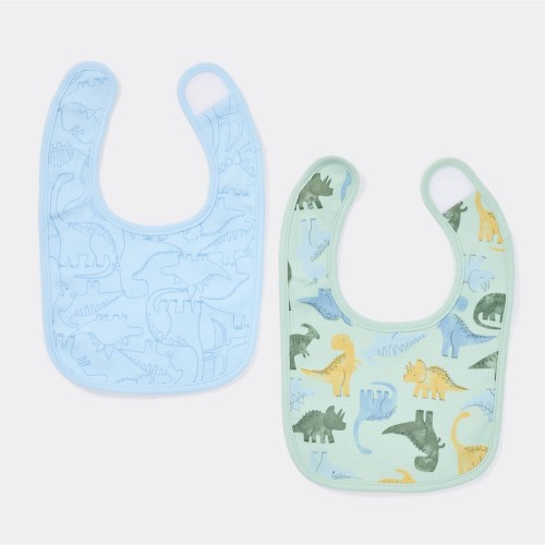 Dymples Baby Dinosaur Print Bandana Bibs 2 Pack - Green & White - Size One Size