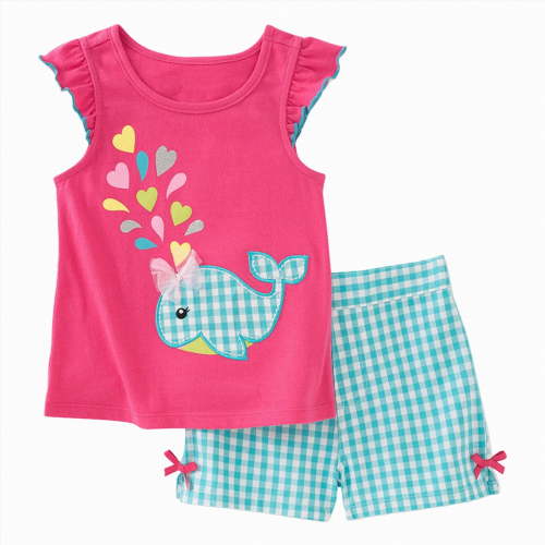 CAICJ98 Toddler Girl Summer Short Outfit Sets Cotton Sleeveless Tops Tees Shorts Little Girls Clothing Sets (Hot Pink,4-5 Years)