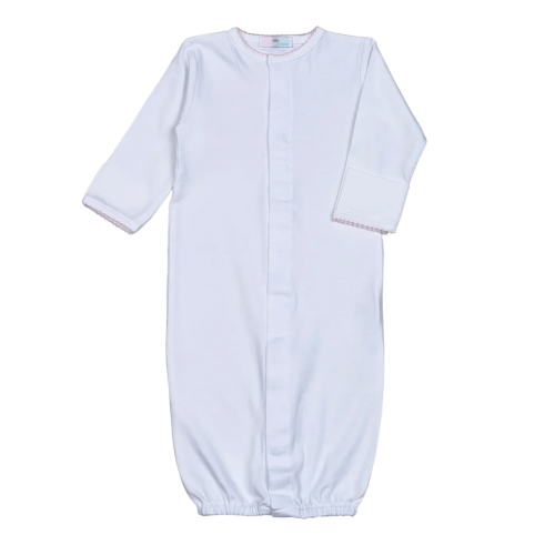 White Converter Gown Pink Picot Trim