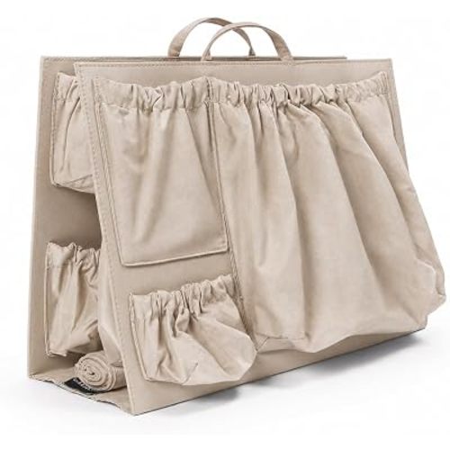 ToteSavvy Diaper Bag & Purse Organizer Insert – 11 Pockets, Fits Handbag, Backpack, Tote – Stylish Removable Divider Caddy – Insulated Pocket & Mat – Nylon, 14x10x4 (Canvas, Original)