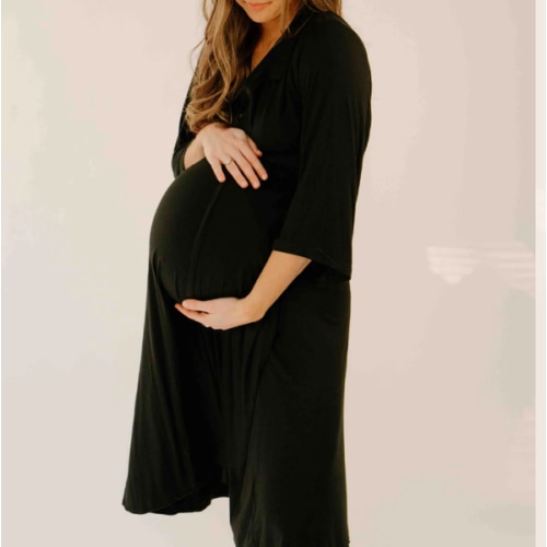 Lila Labor & Postpartum Gown in Black