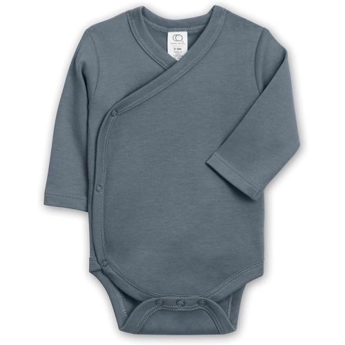 Colored Organics Baby Organic Cotton Kimono Bodysuit - Long Sleeve Infant Side Snap One Piece - Boys and Girls Clothing
