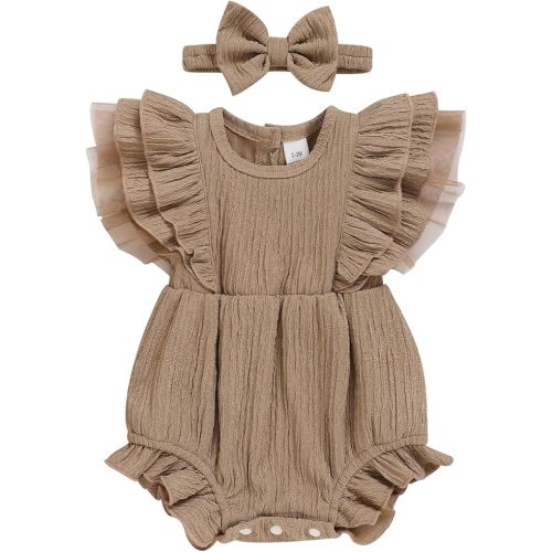 TITKKOP Ruffle Bubble Romper for Baby Girl | One-Piece Shorts Jumpsuit | Summer Outfit & Dress for Infants 0-18M