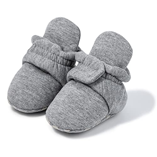 Babelvit Newborn Baby Boy Girl Soft Fleece Booties Stay On Infant Slippers Socks Shoe Non Skid Gripper Toddler First Walkers Winter Ankle Crib Shoes