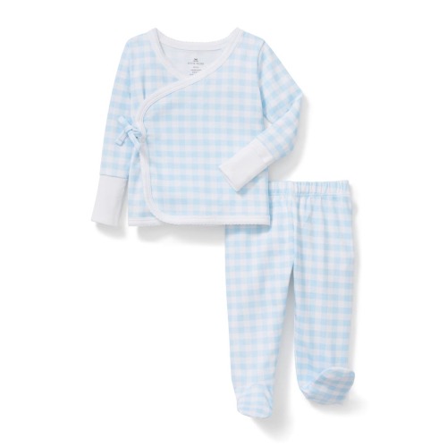 Pima Cotton Wrap Top & Footed Pants Set