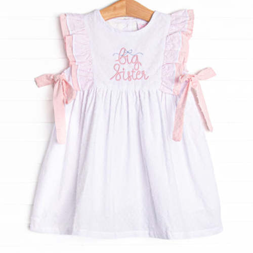 Big Sister Embroidered Dress, White – Stitchy Fish
