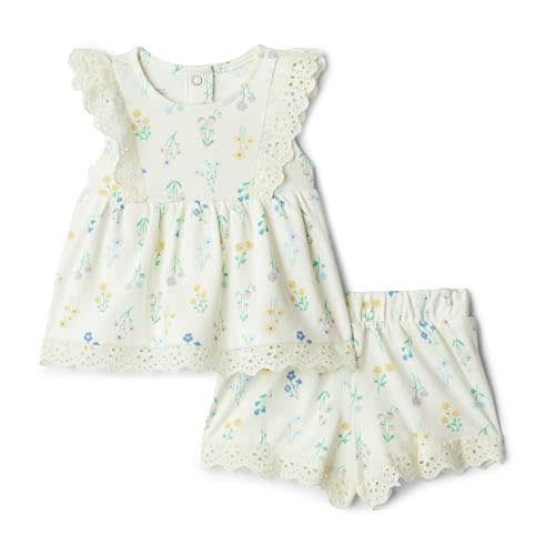 Amazon Essentials x Sofia Grainge Toddlers and Baby Girls' Cotton Eyelet Top & Shorts Play Set, Multipacks