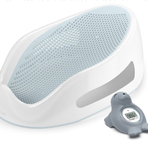 Angelcare Baby Aqua Soft Touch Bath Support & Thermometer Bundle | Newborn Baby Bathtub 0-6 Months | Baby Registry Must-Have | Newborn Essentials for Safe & Comfortable Bath Time