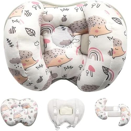 KAKIBLIN Baby Support Pillow, Head and Neck Support, 2 in 1 Banana Neck Pillow for Baby Newborn, Adjustable Head Pillows for Kids (Hedgehog)