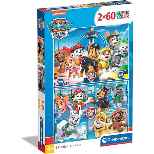 Clementoni 21617, Paw Patrol Puzzle for Children, 2 x 60 Pieces, Ages 5 Years Plus, Multi Coloured