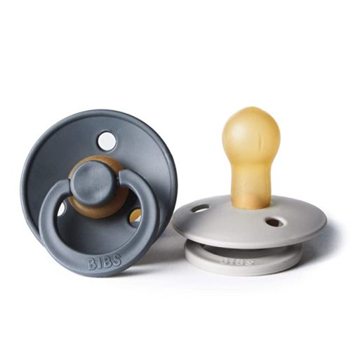 BIBS Baby Pacifier | BPA-Free Natural Rubber | Made in Denmark | Iron/Sand 2-Pack (0-6 Months)