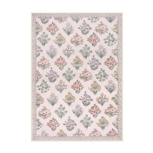 Celiane Washable Meadow Floral Pink Rug