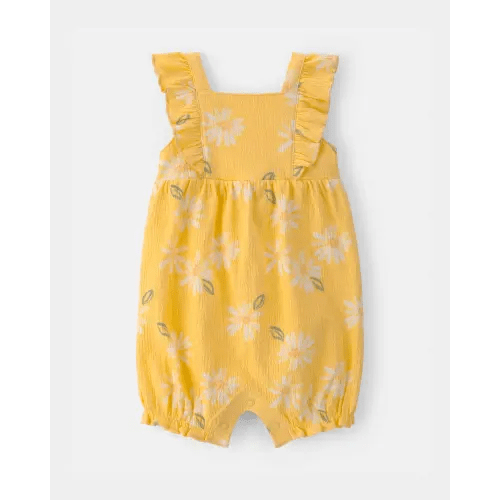 Baby Girl Floral Flutter Sleeve Romper - Yellow | Carter's