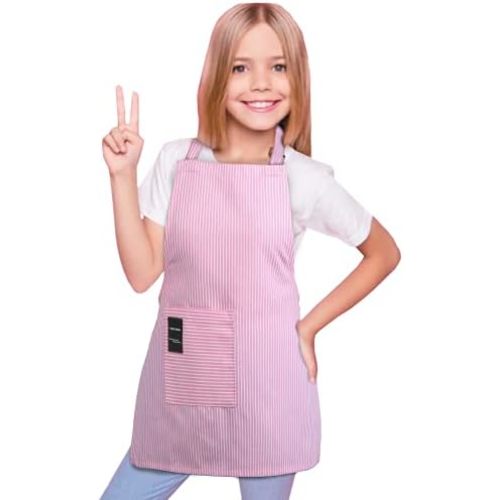 Kids Apron, Toddler Cotton Adjustable Bib Chef Apron with Pocket, For Children Age 2 to 5 years, Boys Girls