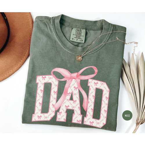 Pink Bow Dad Shirt, Comfort Colors, Cute Dad Tee, Father's Day Gift, Trendy Dad Apparel, Going Home From Hospital Tshirt