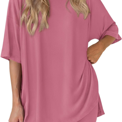 PRETTYGARDEN Women 2 Piece Lounge Set 2026 Summer Casual Oversized Shirts Biker Shorts Matching Airport Travel Outfit Clothes