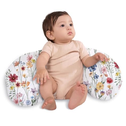 Little Grape Land Nursing Pillow,Upgraded Breast Feeding Pillow for Mom,Breastfeeding & Bottle Feeding for 0–16 Months, Soft Machine Washable Cover with Firm Filling,Spring Flower