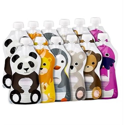 Squooshi Reusable Baby Food Pouches for Toddlers | BPA Free Plastic, Food Safe, Freezer Safe | Refillable for Applesauce Yogurt & Puree Squeeze Pouch