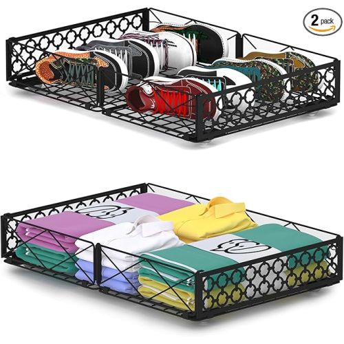 NADAMOO Under Bed Storage with Wheels, 2 Pack Rolling Under Bed Storage Containers,Foldable Metal Under the Bed Organizer Bins for Bedroom Clothes Shoes Blankets