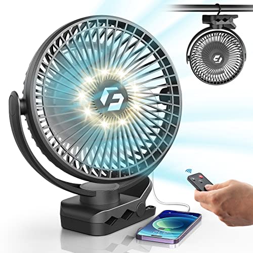 8" Clip on Fan, 20000mAh Rechargeable Fan Battery Portable, Strong Airflow | 3 Speeds, USB Fan Small Desk Fan Personal Quiet Fan for Office, Stroller, Bedroom, Camping, Gifts for Men