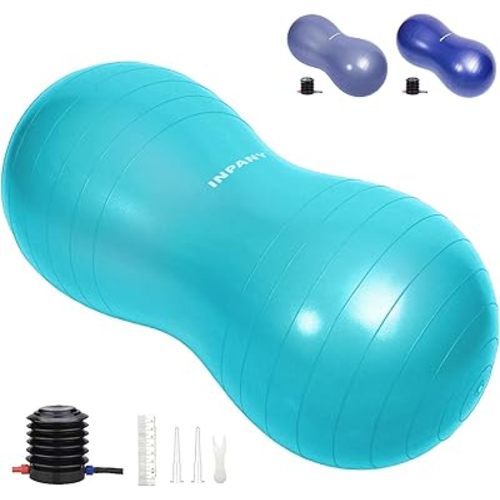Inpany Peanut Ball - Exercise Ball for Labor Birthing, Anti-Burst Physical Therapy for Kids, Core Strength, Flexible Seating, Home & Gym Fintness, Sensory Chair Wiggle Seat for Boys and Girls