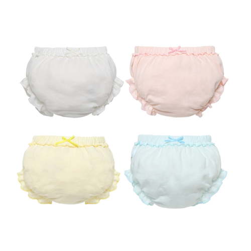 Oscscso 4 Pcs Diaper Covers Ruffled Bloomers for Baby Girls Comfortable and Breathable Cotton Toddler Girls Panty Underwear Multicolor