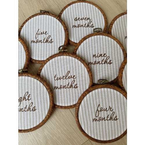 Embroidered Baby Monthly Milestone Hoops | Newborn Photo Prop, Nursery Decor