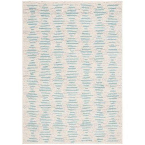 Tulum TUL644 Power Loomed Indoor Area Rug - Ivory/Turquoise - 6'7"x8'7" - Safavieh