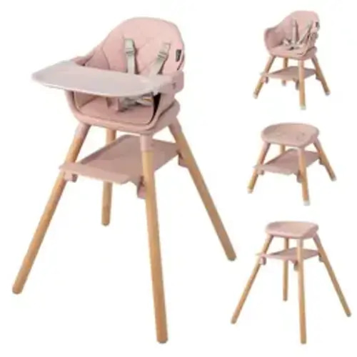Costzon 6-in-1 Convertible Wooden Highchair – Infant-Safe, Child-Friendly Baby Furniture with Adjustable Legs, Safety Harness, Waterproof PU Cushion – Highchairs for Babies and Toddlers, Comfy Toddler Chairs, Easy Feed Chairs - TikTok Shop