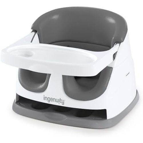 Ingenuity Baby Base 2-in-1 Booster Feeding and Floor Seat with Self-Storing Tray - Slate
