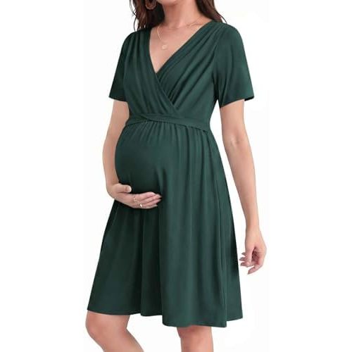 Ekouaer Women 3 in 1 Labor and Delivery Gown Split Front Flap Maternity Hospital Dress Nursing Nightgown for Breastfeeding