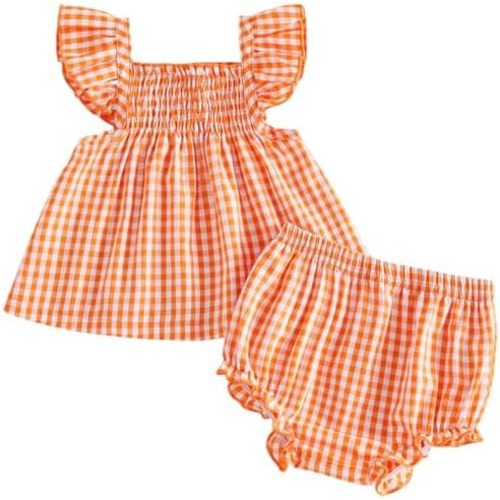 Mubineo Baby Girl Summer Clothes Cute Ruffle Tops Dress Shorts Outfits Set Infant Toddler Shirt Bloomers Princess Outfit