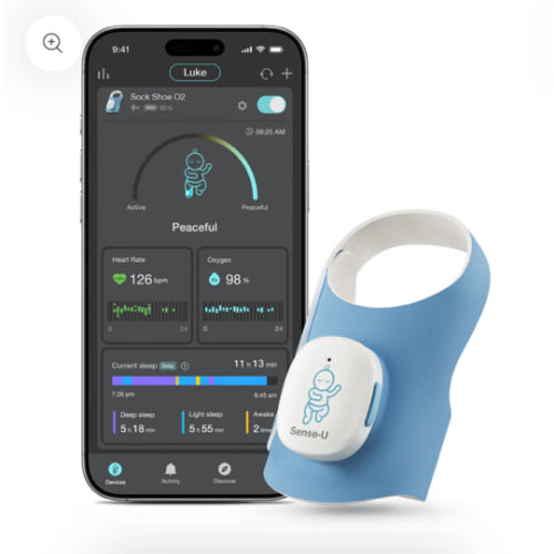 Sense-U Baby Sock Shoe Baby Monitor-Track Heart Rate, Sleep, Movement