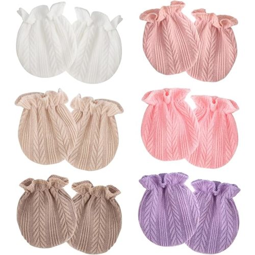 AQOKKA Newborn Baby Mittens No Scratch Cotton Elastic Wrist Gloves Infant Toddler Mittens for Baby Boy Girl 0-6 Months