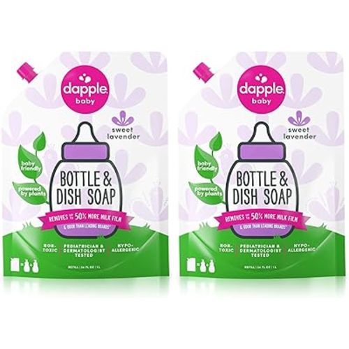 dapple: Refill pack: Baby Bottle and Dish Liquid, Lavender 34 oz (Pack of 2)