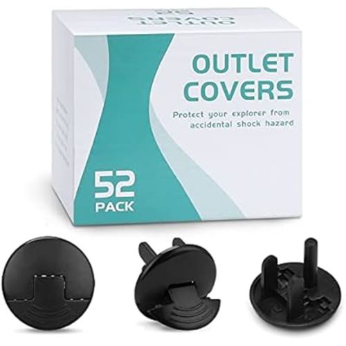 52 Pack Black Safety Outlet Covers Baby Proofing, Electrical Socket Outlet Plugs 3-Prong Child Proof for Kids House