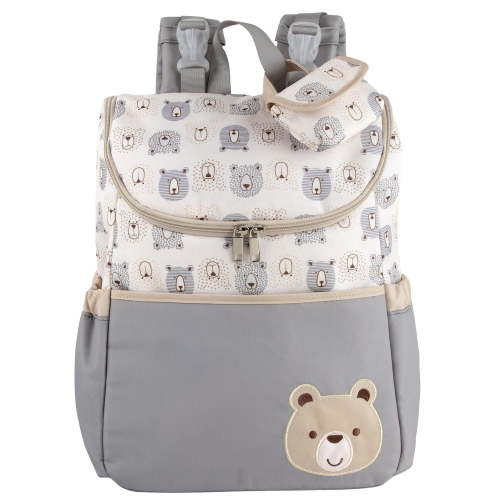 Baby Essentials Multi-Pocket Teddy Bear Print Baby Diaper Bag Backpack with Stroller Straps, Matching Changing Pad and Pacifier Pouch - Walmart.ca