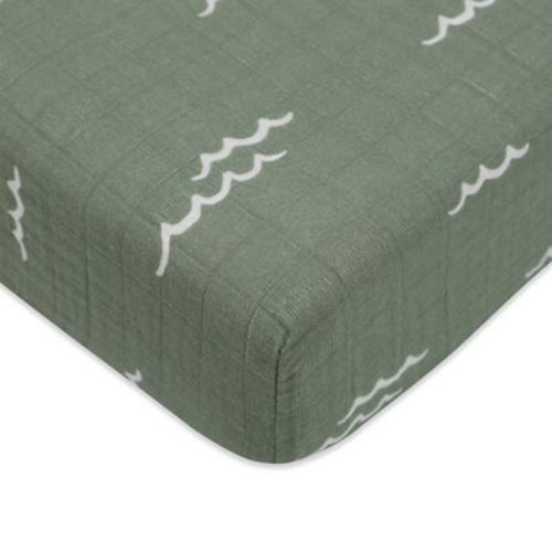 Babyletto Crib Sheet in GOTS Certified Organic Muslin Cotton - Ocean Waves