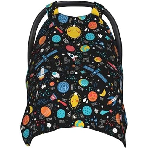 Space Baby Car Seat Canopy Cover, Nursing Cover for Newborn, Space Baby Stuff for Boys Girls, Stroller Cover for All Seasons