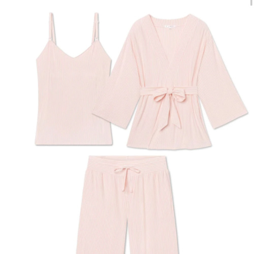 LAKE | Women | DreamModal™ Pajamas | English Rose Pencil Stripe Maternity Kimono Bundle