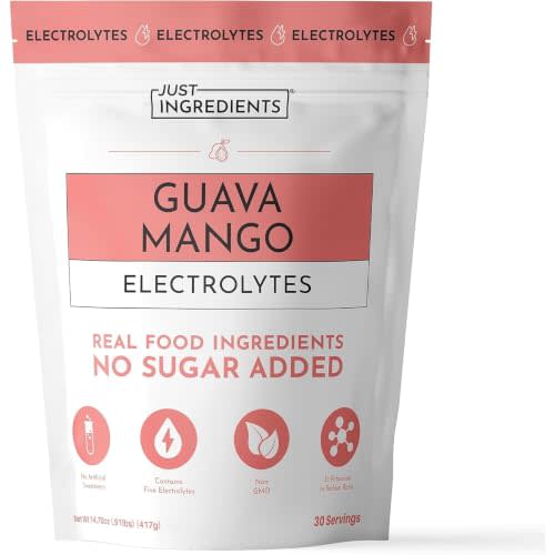 JUST INGREDIENTS Guava Mango Electrolytes - No Sugar - 30 Servings | Tropical Blend Sea Salt Mineral Refuel