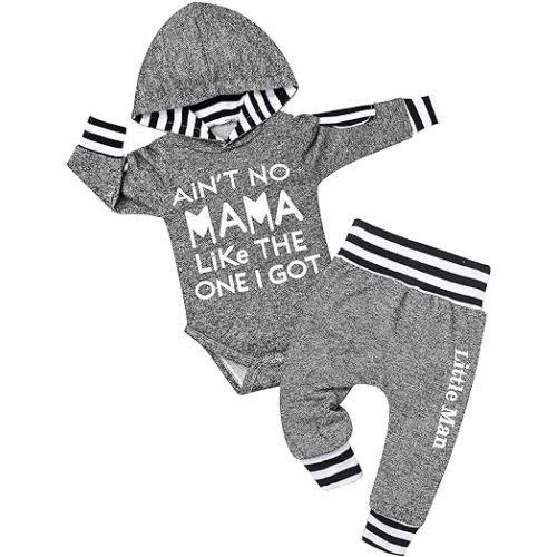 Fommy Newborn Baby Boy Clothes Plaid Letter Print Long Sleeve Hoodies + Long Pants 2PCS Fall Winter Outfits Set