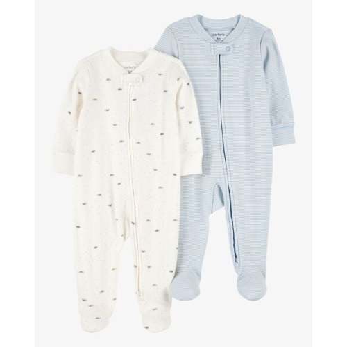 Baby 2-Pack 2-Way Zip Cotton Sleep & Play Pajamas - Blue/White - Carter's | Carter's